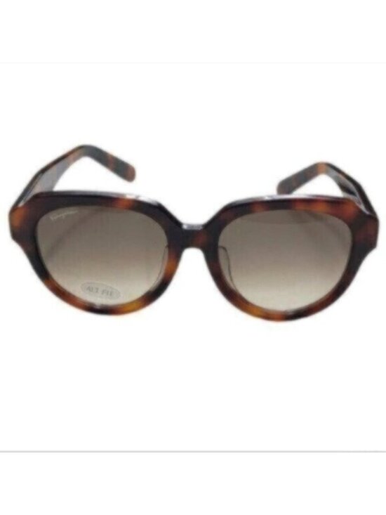 NWT Salvatore Ferragamo Brown Tortoise Shell Rectangle Sunglasses